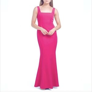 NWT Laundry By Shelli Segal Barbie Pink Mermaid Maxi Dress